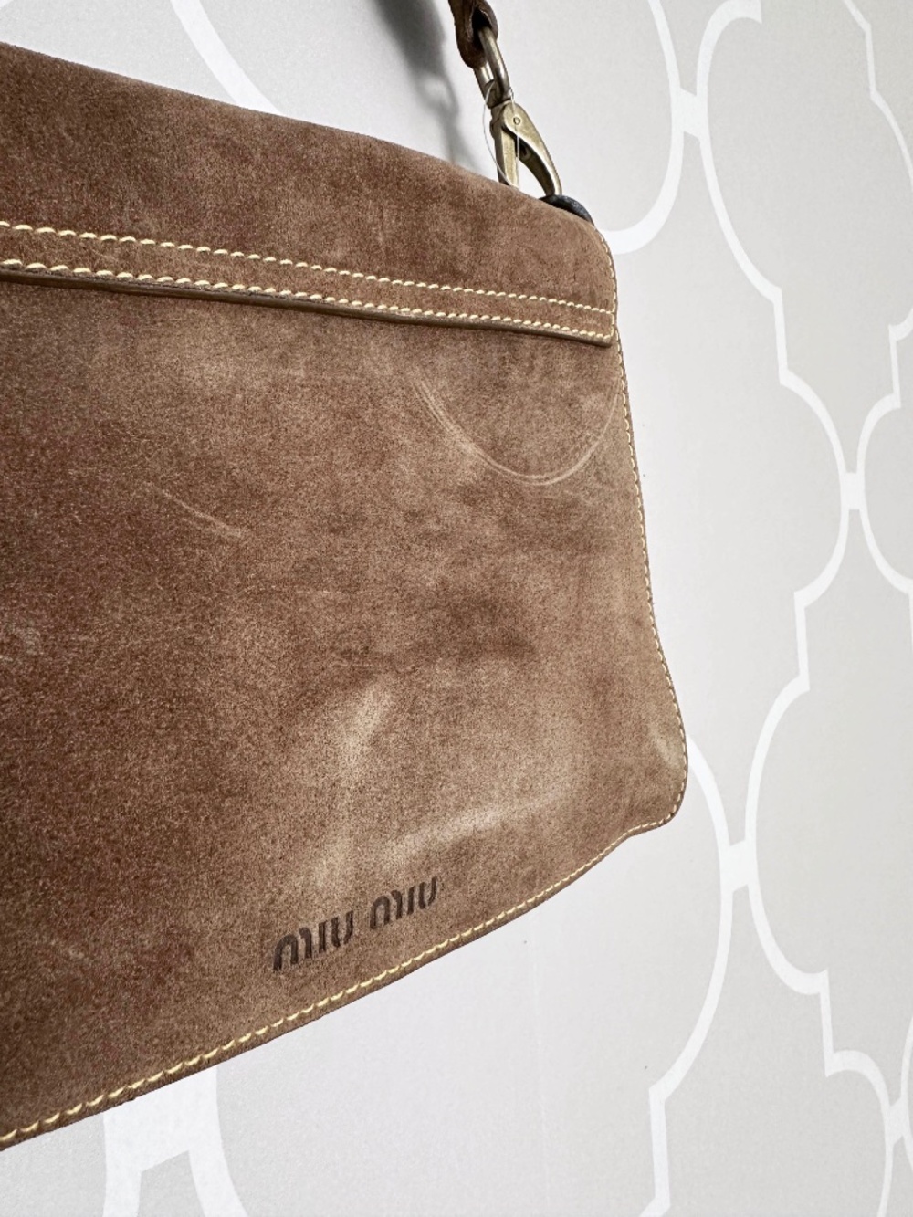 NWOT Vintage Miu Miu Brown Suede Buckle Shoulder Bag Y2K - Picture 12 of 14